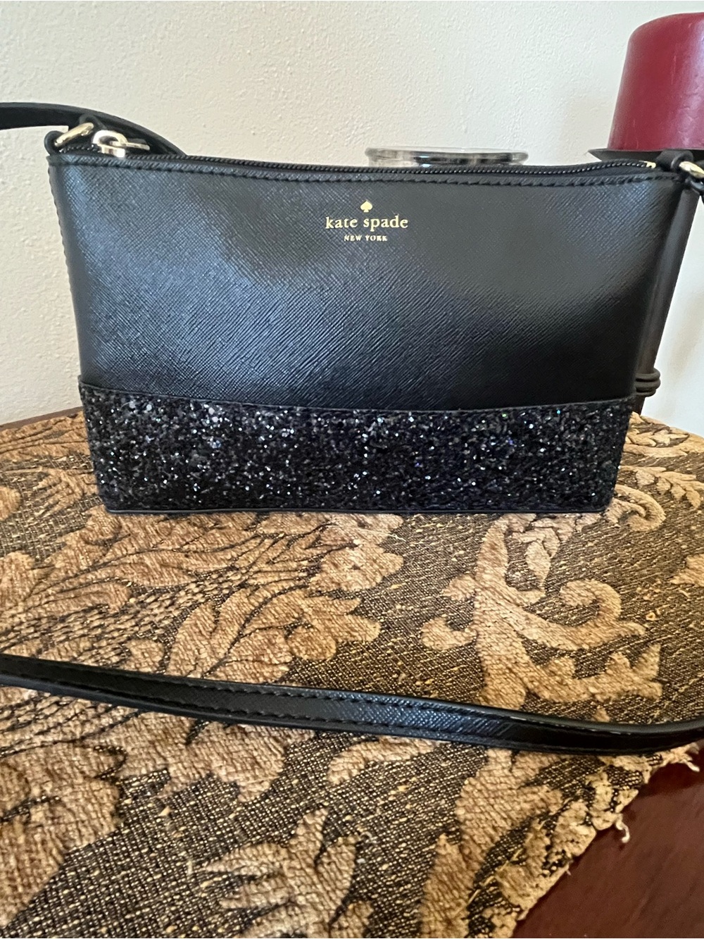 kate spade New York Black Glitter Crossbody Bag - Like New